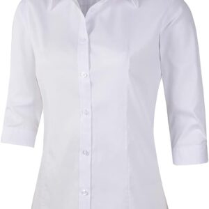 Beninos Women’s 3/4 Sleeve Formal Work Wear White Button Down Shirt