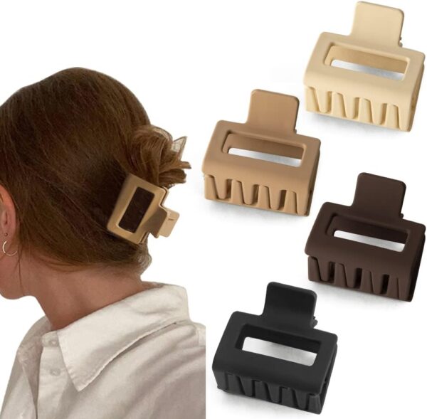 Bolonar 4PCS Hair Clips for Thin Hair Neutral Color Small Hair Clips 2" Square Matte Hair Clips Small Claw Clips for Thin Hair Claw Clips for Thick Hair Accessories for Women