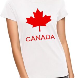 pddstance Canada Day Shirt for Women Men, Unisex Round Neck Cotton Maple Leaf Flag Tshirts for Every Patriotic Canadian Adult