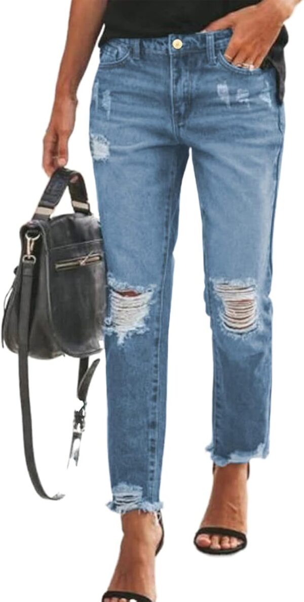 SIDEFEEL Women's Boyfriend Jeans Stretchy Ripped Distressed Denim Pants