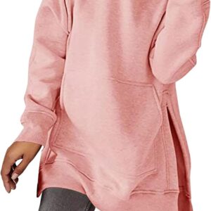 Dreamlascar Womens Oversized Pullover Sweatshirts 2022 Fall Fashion Side Split Hoodies Solid Baggy Casual Hoodies Tops