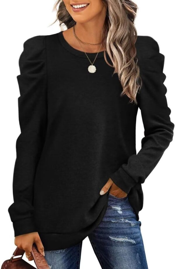 XIEERDUO Sweatshirt for Women Long Sleeve Puff Sweaters Casual Crewneck Tunic Tops Womens Fall Clothing Trendy 2024