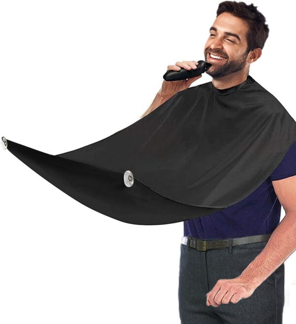 Beard Bib Apron for Men, Christmas Day Gift Beard Trimming Catcher Bib for Shaving & Hair Clippings, Waterproof Non-Stick Hair Catcher Grooming Cloth with 2 Suction Cups