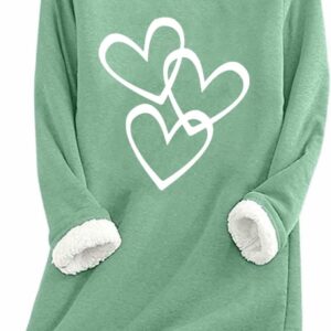 Women Winter Fleece Sweatshirt Heart Print Plus Size Warm Long Sleeve Pullover Loose Ladies Sweatshirts