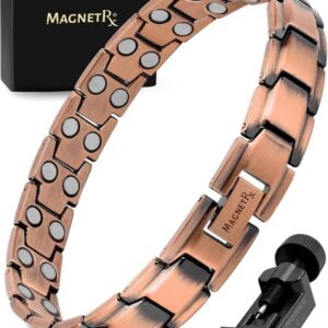 MagnetRX® Pure Copper Bracelet for Men – Effective Ultra Strength Magnetic Copper Bracelets – Adjustable Bracelet Length with Included Sizing Tool (Leo Style)