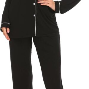 Ekouaer Sleepwear Womens Pajamas Set Long Sleeve Pjs Cotton Loungewear with Buttons XS-XXL