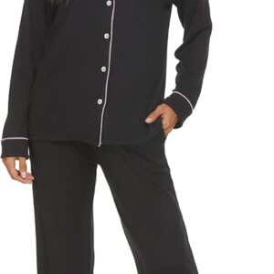 HEARTNICE Womens Pajama Set, Soft Long Sleeve Pajamas & Long Pants with Pockets, Warm Button-up Sleepwear Lounge Pjs