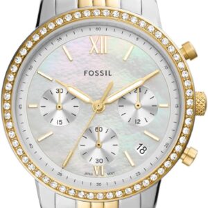 Fossil Women’s Neutra Quartz Stainless Steel Chronograph Watch, Color: Gold/Silver (Model: ES5216)