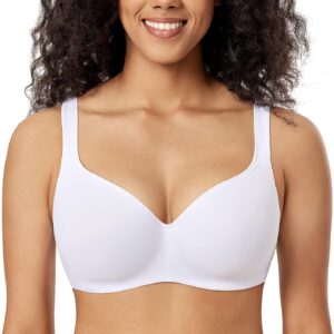 DELIMIRA Women’s Balconette Bra Plus Size Full Coverage Tshirt Seamless Underwire Bras Back Smoothing