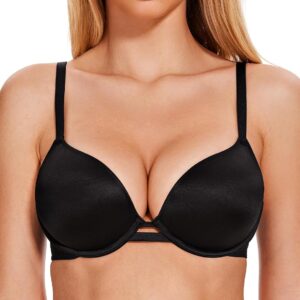 WingsLove Women’s Everyday Basics Seamless Lightly Padded Underwire Plunge Bra Demi Bra-T-Shirt Bra