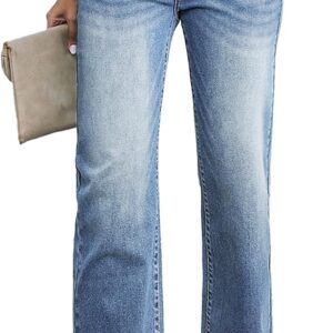 SIDEFEEL Women Jeans Stretchy Straight High Waisted Wide Leg Denim Pants