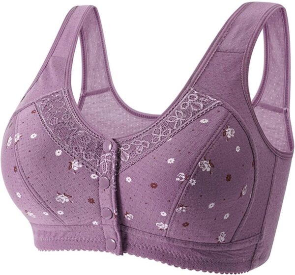 Bras for Older Women 2024 Comfortable Soft Convenient Front Closure Large Size Wide Back Bras Full Support No Underwire Bra