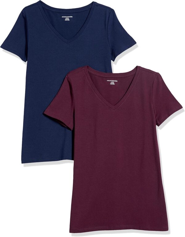 Amazon Essentials Women's 2-Pack Classic-Fit Short-Sleeve V-Neck T-Shirt