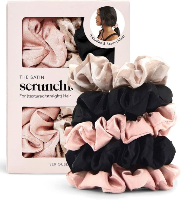 Kitsch Satin Hair Scrunchies for Women, Softer Than Silk Scrunchies for Hair, Satin Scrunchies for Girls, Satin Hair Ties for Women, Silk Hair Ties No Damage, Silk Ponytail Holders, 5pcs Assorted