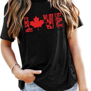 MEESHEEP Canada Day Shirt Women Canadian Love Maple Leaf T Shirt Patriotic 1st July Short Sleeve Tops