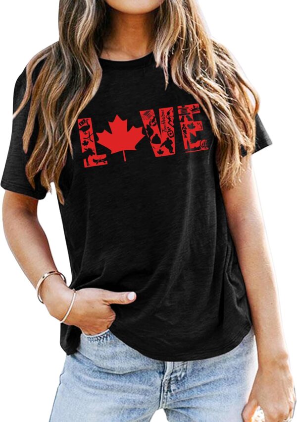 MEESHEEP Canada Day Shirt Women Canadian Love Maple Leaf T Shirt Patriotic 1st July Short Sleeve Tops