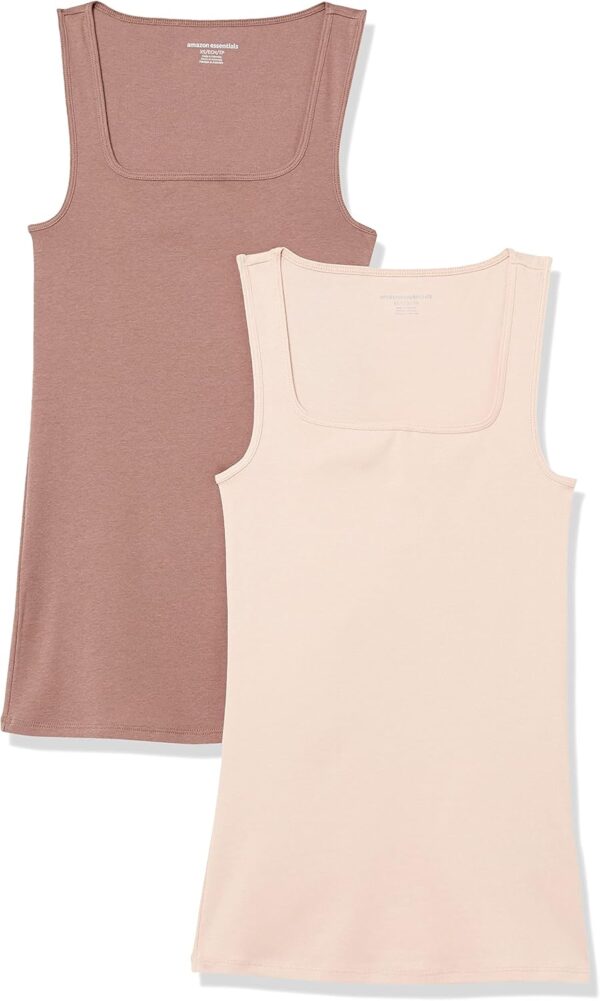 Amazon Essentials Womens 2-Pack Slim Fit Square Neck Tank