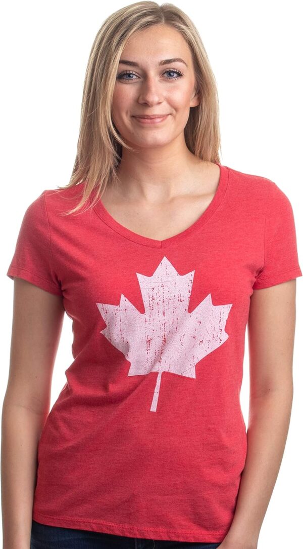 Canada Pride | Vintage Style, Retro Canadian Maple Leaf Women's V-Neck T-Shirt