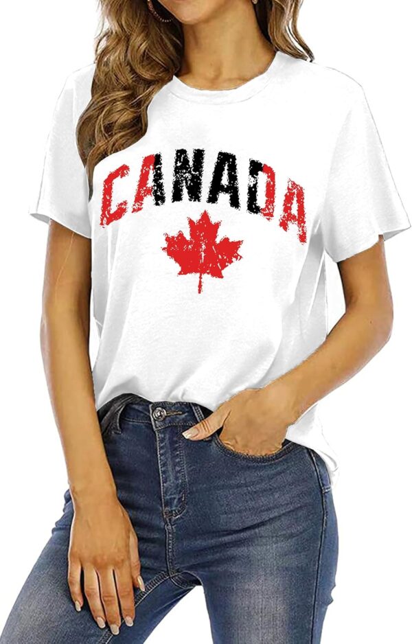 MEESHEEP Canada Day Shirt Women Canada Maple Leaf Print T-Shirt Tops 1st July Patriotic Shirts Short Sleeve