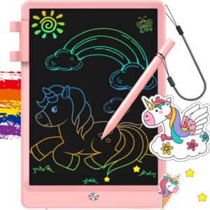 Ansel LCD Writing Tablet 10 Inch Drawing Tablets for Kids, Colorful Screen Magnetic Memo Board and Doodle Scribble Pads for Ages 2+ (Pink)