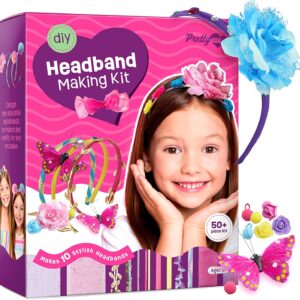 Headband Making Kit for Girls – Make Your Own Fashion Headbands for Kids – DIY Hair Accessories Set – Arts & Crafts Gift for Ages 5-12 Year Old Girl – Little Children’s Art & Craft Gifts