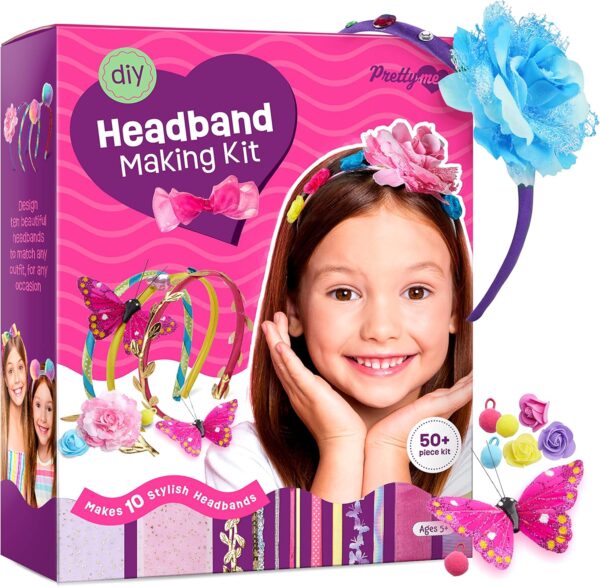 Headband Making Kit for Girls - Make Your Own Fashion Headbands for Kids - DIY Hair Accessories Set - Arts & Crafts Gift for Ages 5-12 Year Old Girl - Little Children's Art & Craft Gifts