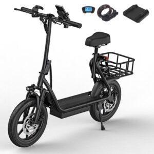 AOVOPRO 500W Adults Electric Scooter 28Mi Long Range 14” Tires Folding W/ Seat