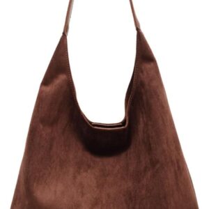 Suede Hobo Bags For Women Slouchy Bag Suede Purse Suede Tote Bag Large Brown Tote Handbag for Travel Shopping Work