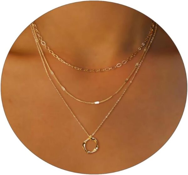 Pancert Layered Necklaces for Women,Dainty Gold Necklace Layering Necklaces 14k Gold Plated Paperclip Chain Choker Necklace Gold Chain Necklace Women Girls Gold Jewelry Gifts