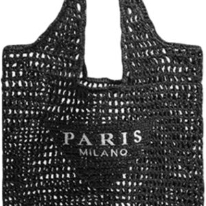 Straw Tote Bag for women,Mesh Hollow Woven Tote Bag,Handbag Beach Bag,Paris Hobo Bag,Large Shoulder Travel Tote Bag