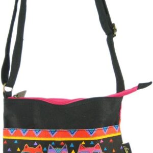 Laurel Burch Crossbody Purse Zipper Top, 10 by 10-Inch, Feline Friends