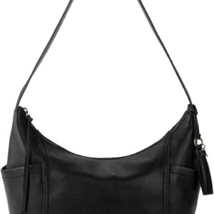 The Sak Women’s Kendra Hobo Bag in Leather, Timeless & Elevated Silhouette, Soft & Supple, Handcrafted & Sustainably-Made Purse, Black Ii, One Size