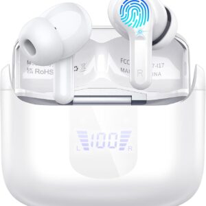 Wireless Earbuds, Bluetooth Headphones 5.3 NEW Ear Buds with 4 ENC Noise Cancelling Mic, Deep Bass HiFi Stereo 40H in Ear Earphones with LED Display, IP7 Waterproof Wireless Headphones for Android iOS