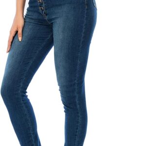 Ecupper Womens Skinny Fit Jeans Stretch High Waist Denim Jeggings with Pockets