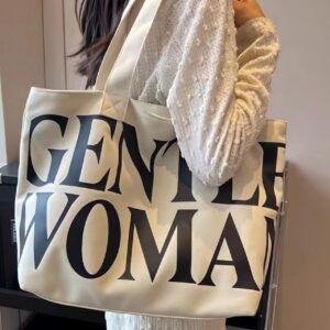 Gentle Woman Tote Bag Canvas Handbags Handheld Shoulder Bag with Zipper Purse Compartment for School Office Travel