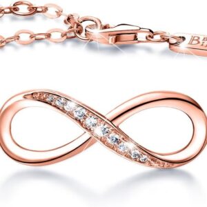 Billie Bijoux Bracelet for Women 925 Sterling Silver Infinity Bracelet Endless Love Symbol Charm Adjustable Bracelets for Women Gifts for Women Mom Wife