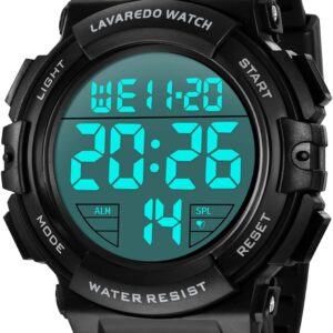 Mens Digital Watch, Mens Sports Military Watches Waterproof Outdoor Chronograph Multifunctional Watch with LED Back Light/Alarm/Date/Shockproof