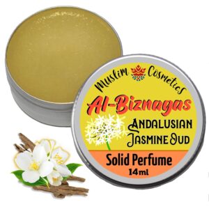 Jasmine SOLID perfume/Andalusian Oud/Agarwood/Halal perfume/Natural/Vegan // Made in Canada – Muslim Cosmetics – Al-Biznagas 0.5oz / 14ml