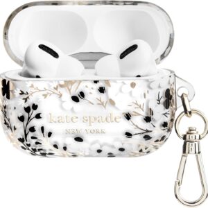 Kate Spade New York AirPods Pro Protective Case with Keychain Ring – Multi Floral Black and White, Compatible with AirPods Pro 2nd / 1st Generation