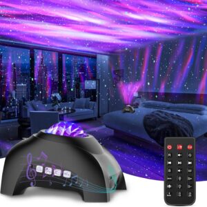 Star Projector,Galaxy Light Projector Music Bluetooth Speaker and White Noise, Aurora Projector with Remote Control,Night Lights for Home Decor Bedroom/Ceiling