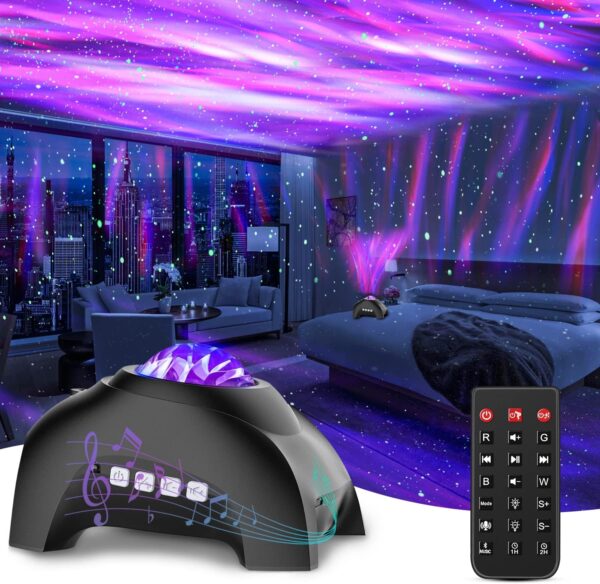 Star Projector,Galaxy Light Projector Music Bluetooth Speaker and White Noise, Aurora Projector with Remote Control,Night Lights for Home Decor Bedroom/Ceiling