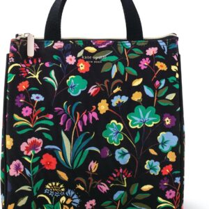 Kate Spade New York Portable Soft Cooler Lunch Bag, Thermal Tote with Silver Insulated Interior Lining and Storage Pocket, Autumn Floral