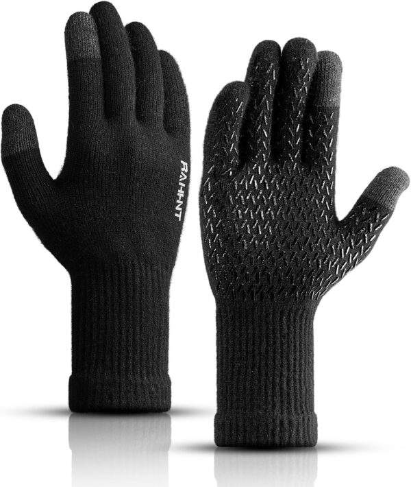 Pure Wool Winter Thermal Gloves Men Women Extra Warm Knit Gloves with Fleece Lined and Touchscreen for Cold Weather