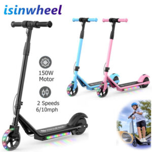 Kid Electric Scooter for 6-14 Age 150W Adjust Height E-Scooter 2 Speed LED Light