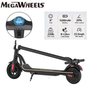 MEGAWHEELS ADULT ELECTRIC SCOOTER FOLDING E-SCOOTER LONG RANGE URBAN COMMUTER