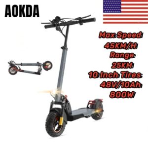 A1 10” Adult Foldable Electric Scooter 10Ah Safe Urban Commuter Long Range 800W