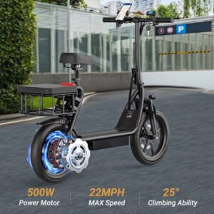 AOVOPRO Electric Scooter with Seat, Commuter Foldable, 500W 22.5Ah Battery 22mph