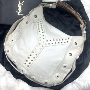 Yves Saint Laurent Shoulder Bag Mombasa Y-studs Leather Silver hardware