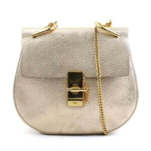 Auth Chloe Drew Chain Shoulder Bag Gold Leather/Metal – h30816a