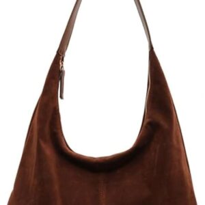 Suede Bag for Women, Suede Tote Bag Suede Crescent Shoulder Bag Brown Suede Hobo Bag Handbags Office Tote Work Bags